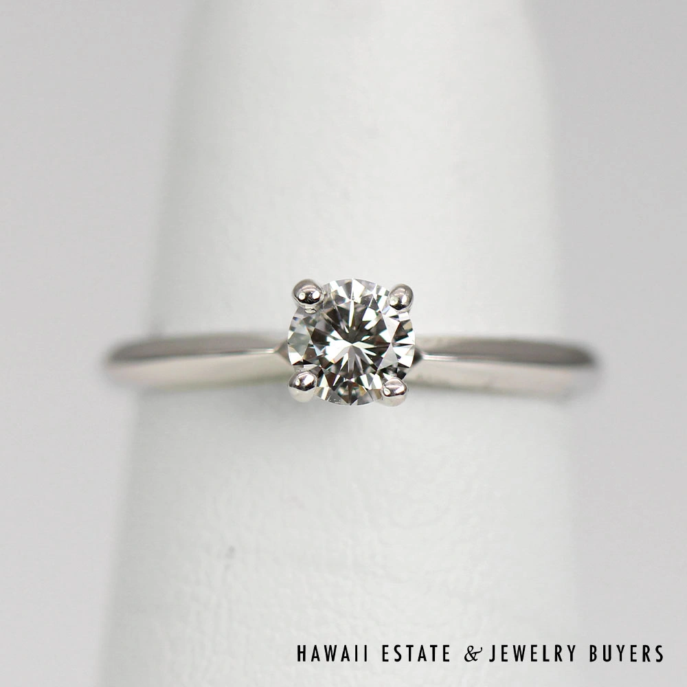 Round Diamond 14K White Gold Solitaire Engagement Ring Size 4.25