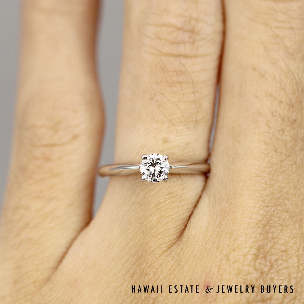 Round Diamond 14K White Gold Solitaire Engagement Ring Size 4.25 - Image 3