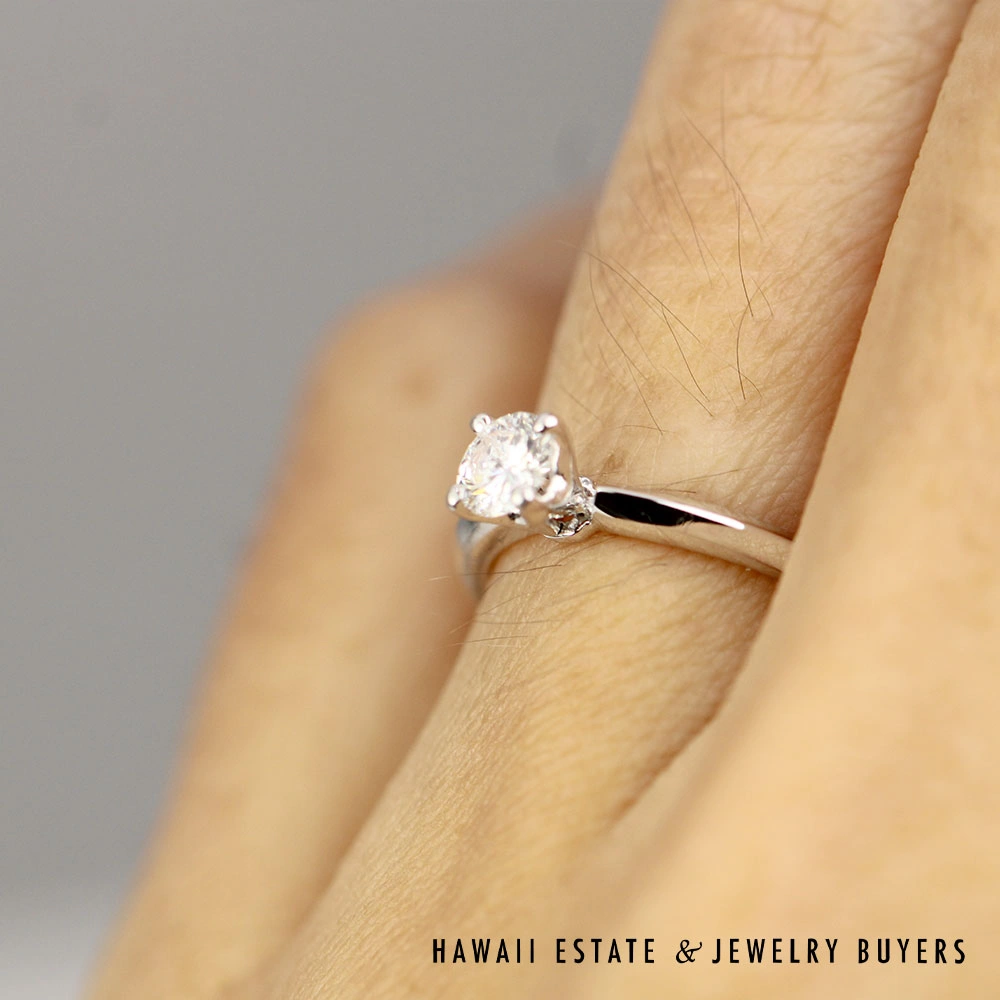 Round Diamond 14K White Gold Solitaire Engagement Ring Size 4.25 - Image 2