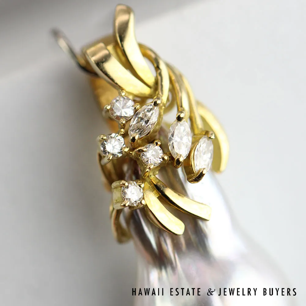 South Sea Drop-Shaped Pearl & Diamond 14K Yellow Gold Enhancer Pendant - Image 4