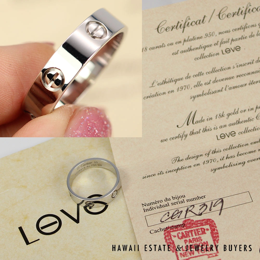 Cartier LOVE ウェディングリング 証明書付き Cartier Love Ring 18K White Gold Size 65 w/ Certificate - Hawaii