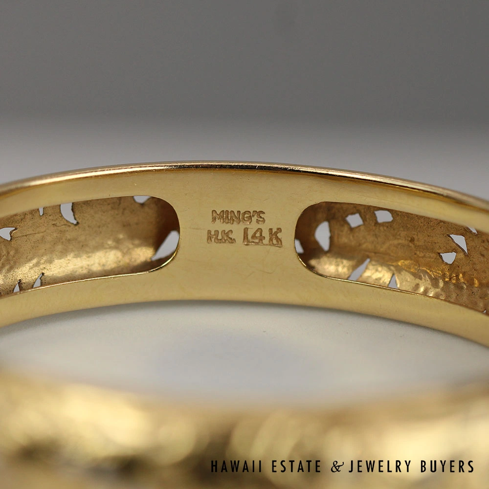 Ming's 12MM Dragon and Phoenix 14K Yellow Gold Hinged Bangle Bracelet - Image 3
