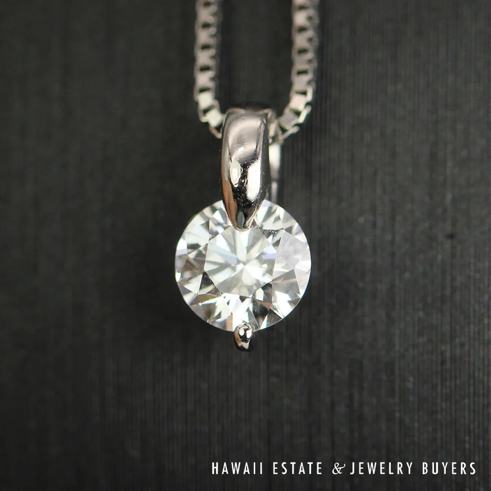 0.48CT Diamond Platinum Pendant 16" Necklace