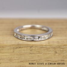 0.70CTW Baguette Diamond Anniversary 18K White Gold Wedding Band Size 6.25
