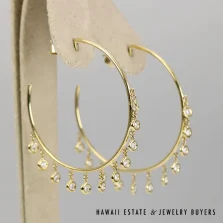 Diane Kordas 0.66ctw Diamond 8.4g 14K Yellow Gold Hoop Earrings