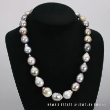 13-16mm Baroque Tahitian Pearl 14K Yellow Gold Necklace 20"