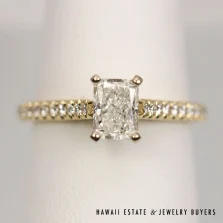 GIA 0.90CT Radiant Diamond 14K Yellow Gold Engagement Ring Size 6
