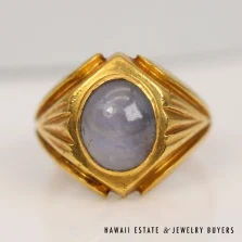 5ct Blue Star Sapphire 22K Yellow Gold 9.2g Ring Size 7
