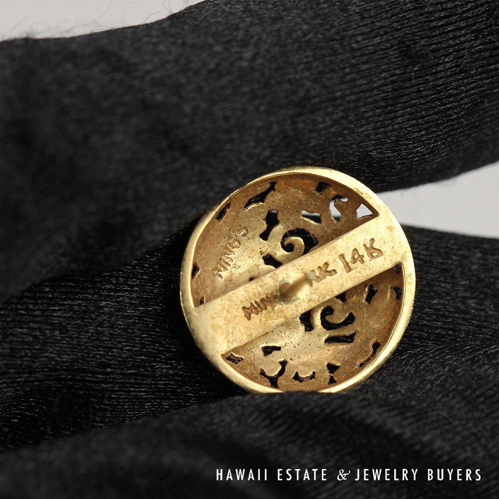 Ming's Hawaii Four Seasons 18mm 4.8g 14K Yellow Gold Round Earrings - Image 6