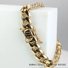Hermes 73.5g 14K 10.5mm Curb Bracelet 8.25 Inches