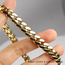 61.3g 14KYG 9mm Cuban Link Bracelet Size 8.5