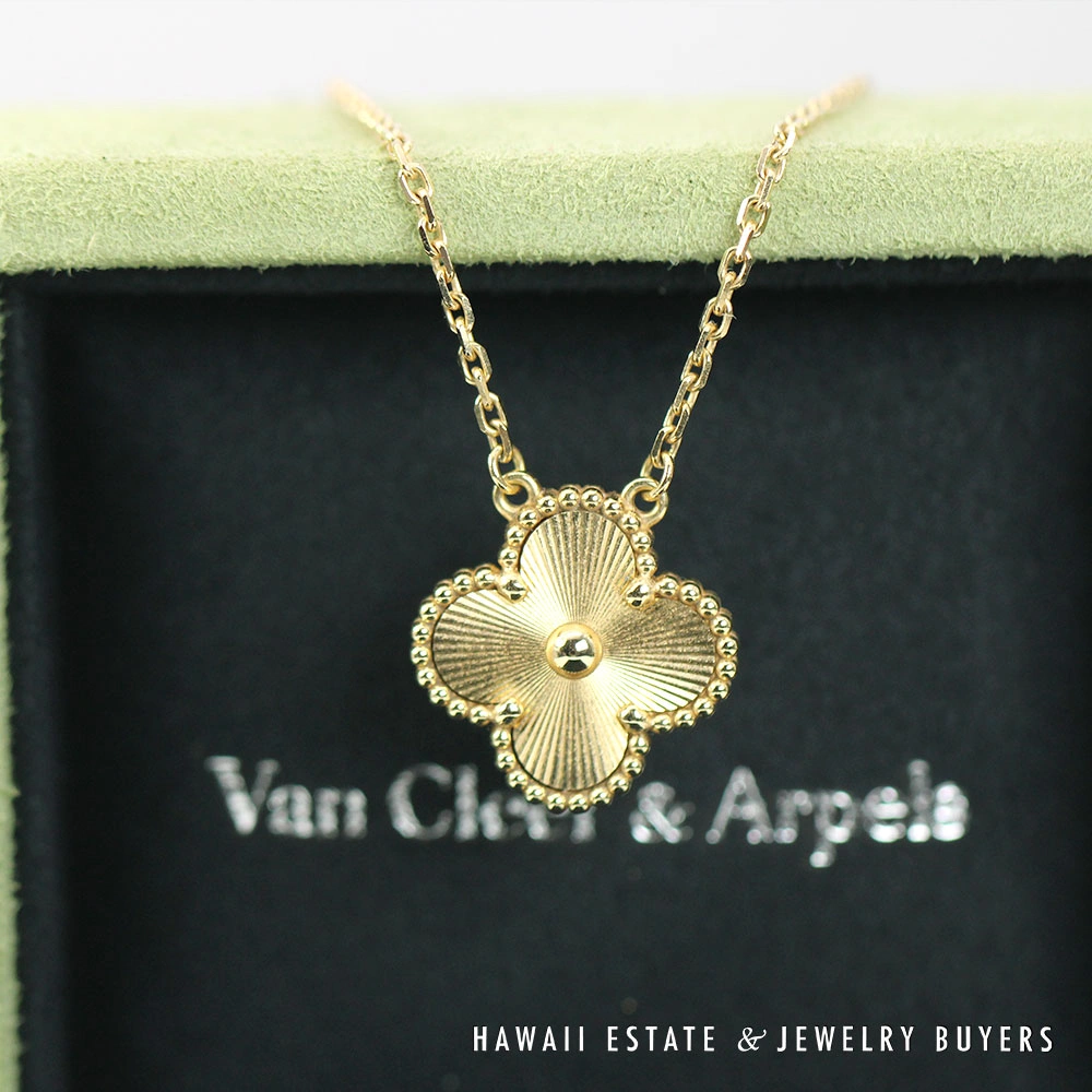 Van Cleef & Arpels Alhambra 17" 18K Yellow Gold Pendant w/ Box & Papers