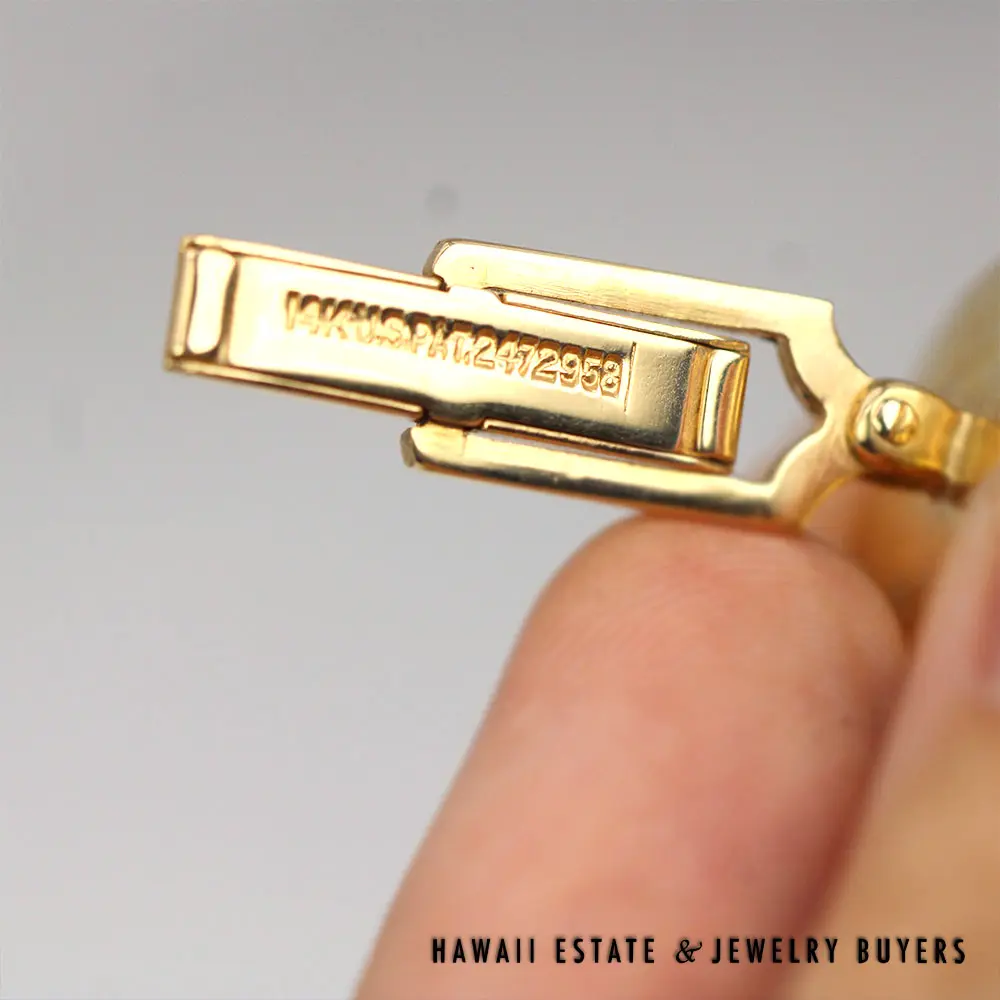 Tiger Eye Oval Cabochon 14K Yellow Gold Cuff Links - Image 3