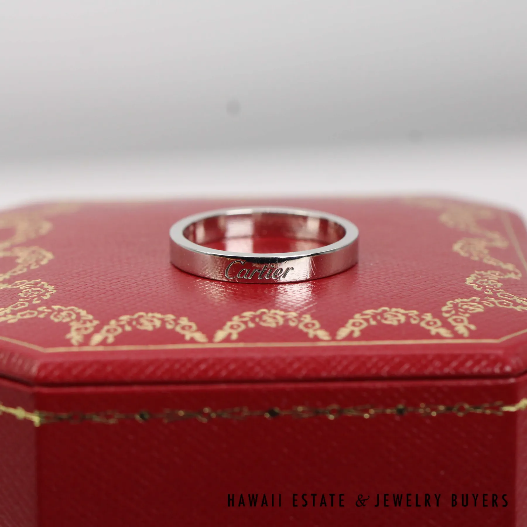 Cartier Plat C De Cartier Band Ring Size 55 w. Box, papers, and Cleaning Kit - Image 4