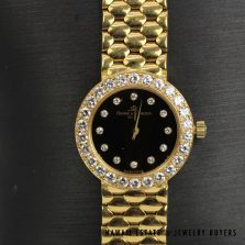 Baume & Mercier 46.36g 18KYG Black Diamond Dial Diamond Bezel Ladies Watch Size 6