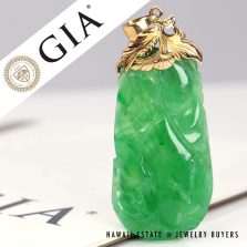 GIA 11.5g 14K Green Jade Carved Pendant