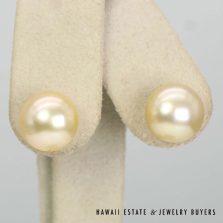 12mm South Sea Pearl 14K Yellow Gold Stud Earrings