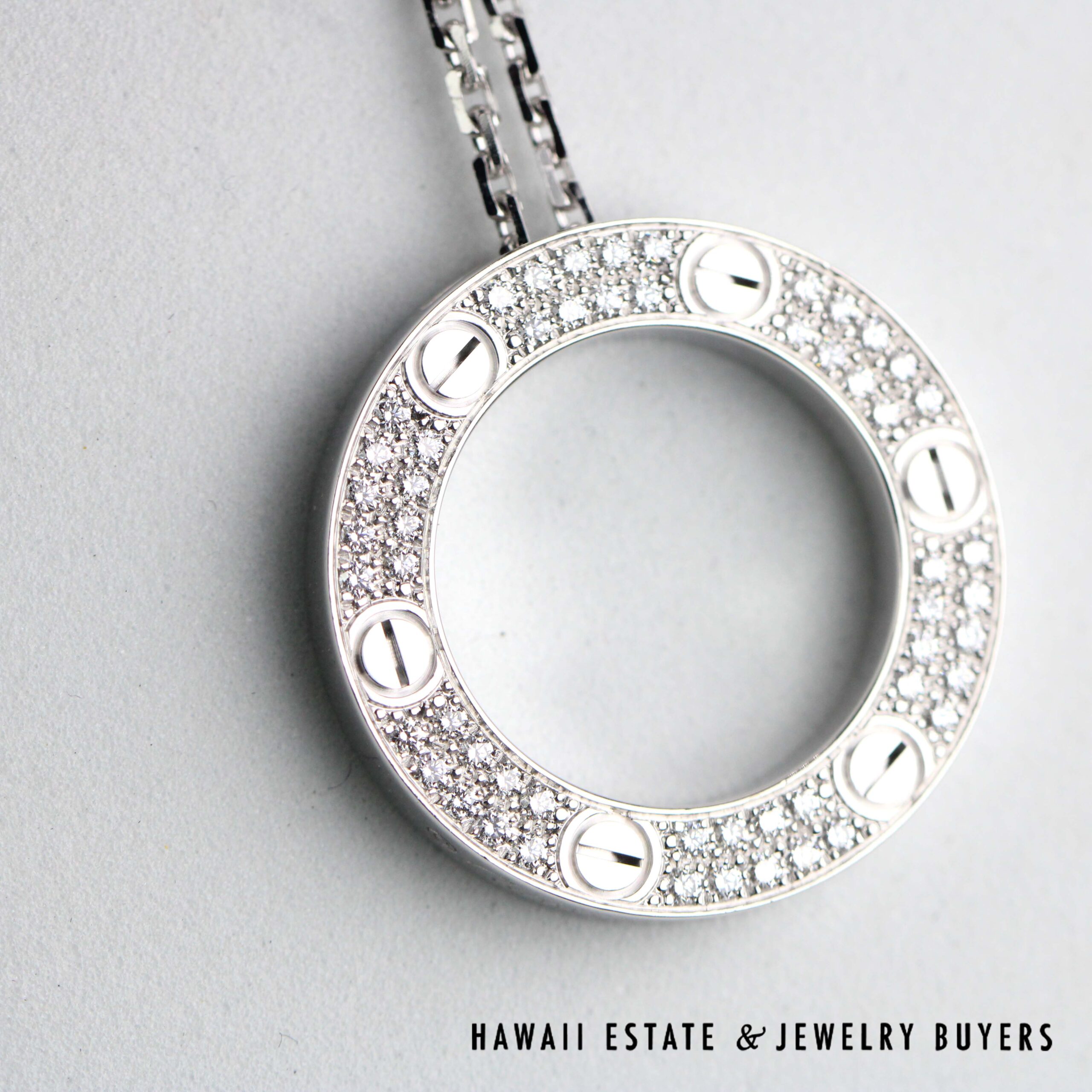 Cartier Love 0.34ctw Diamond Pave 18K White Gold Necklace 16