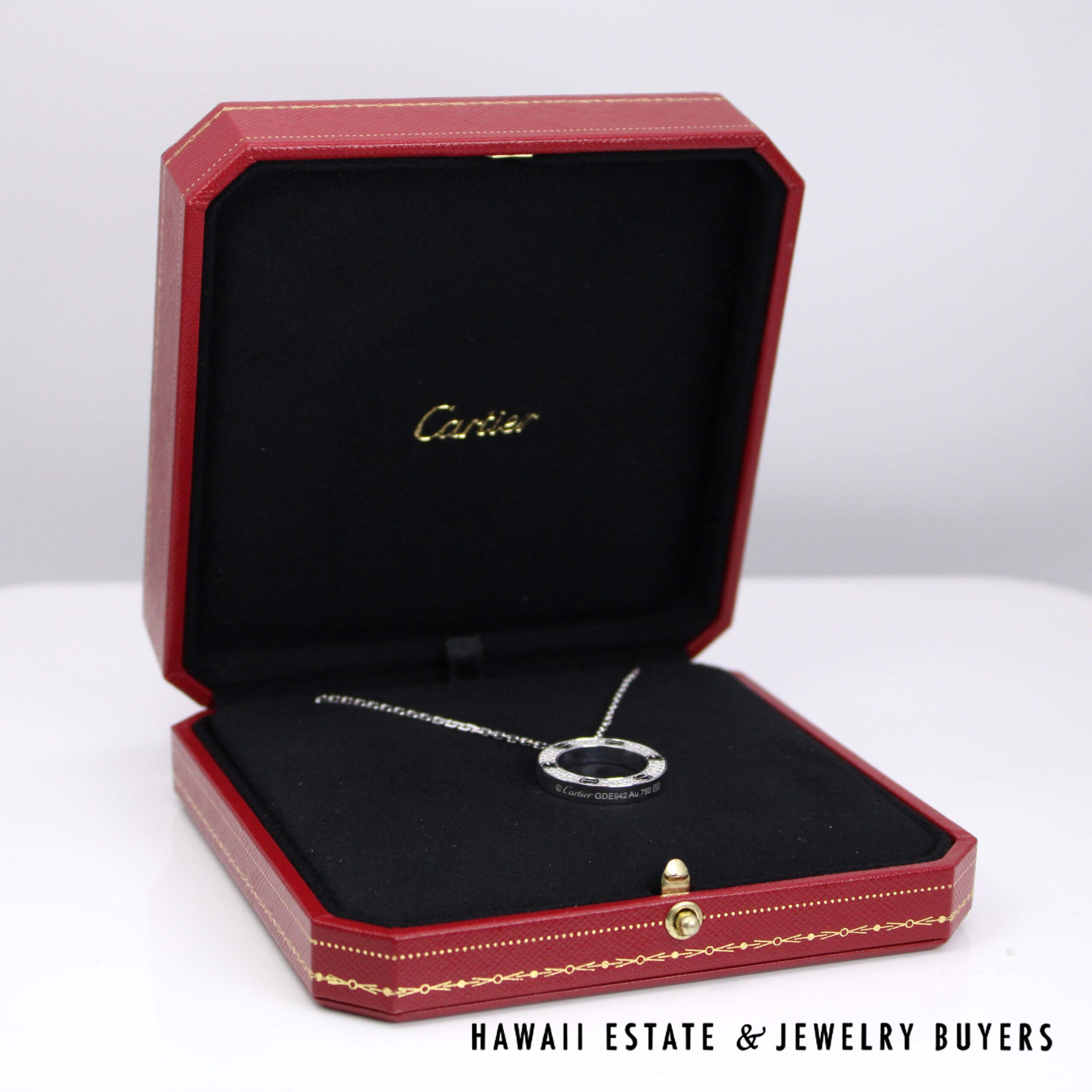 Cartier Love 0.34ctw Diamond Pave 18K White Gold Necklace 16