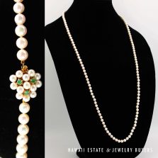 Knotted 6-6.5mm Cultured Pearl 14K Yellow Gold 36" Strand