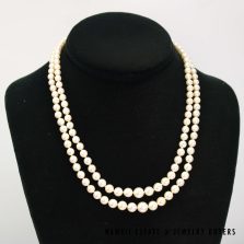 Knotted Graduated Double Strand 4.4-7.8mm Cultured Pearls 17/18 Inch w/Silver Clasp