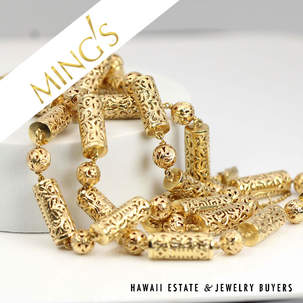 【最値下】セラミックパワーギア KEEP FIT NECKLACE L Ming's 77.9g 14KYG Ball & Cylinder Shou Necklace 33