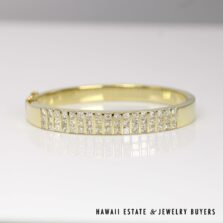 5ctw Princess Cut Diamond 18k Yellow Gold Bracelet Size 6.25