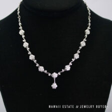19.5g 18KWG 1.89ctw VS/GH Diamond Floral Motif Necklace 16 Inch