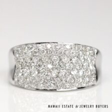 1ctw Diamond Pave 18K White Gold Saddle Ring Size 7.5