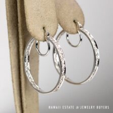 1.10ctw SI/GH Diamond Front & Back 18K White Gold Hoop Earrings