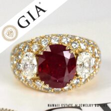 GIA 5.744ct Ruby 6ctw Diamond 18K Yellow Gold Gents Ring Sz 7.5 w/ Appraisal