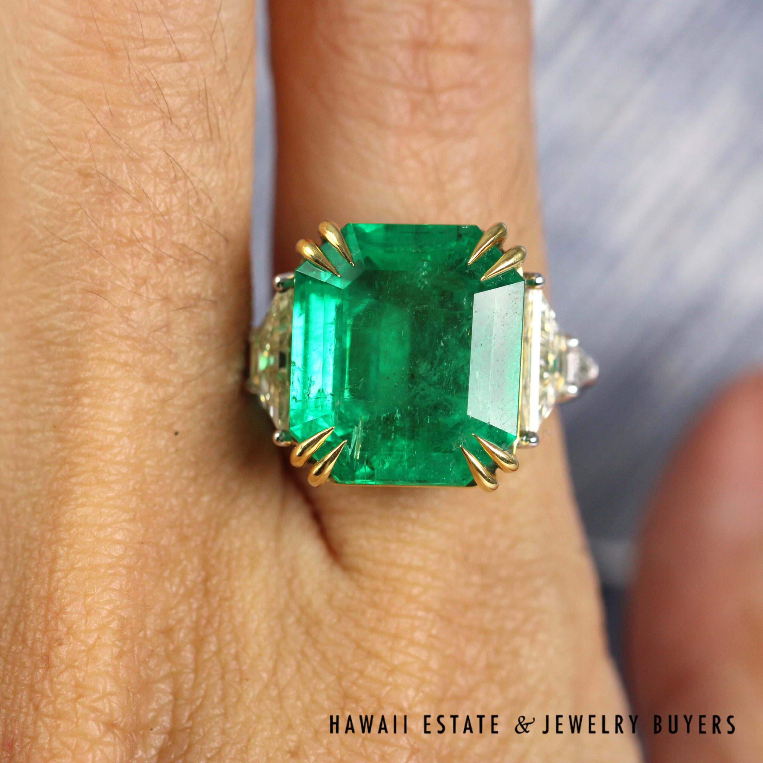 AGL 11.90ct Natural Columbian Emerald Platinum / 18K Ring Size 5.5 - Image 8
