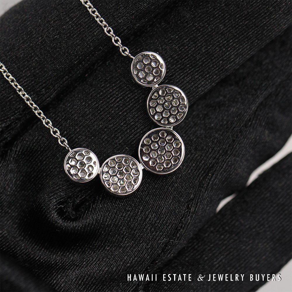 Diamond 14K White Gold Graduated Cluster Necklace 17 Inch with Appraisal - Image 7