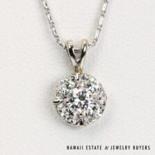 0.71ctw VS/GH 14K White Gold Diamond Pendant on 16Ó Mock Baht Chain, 3.1g