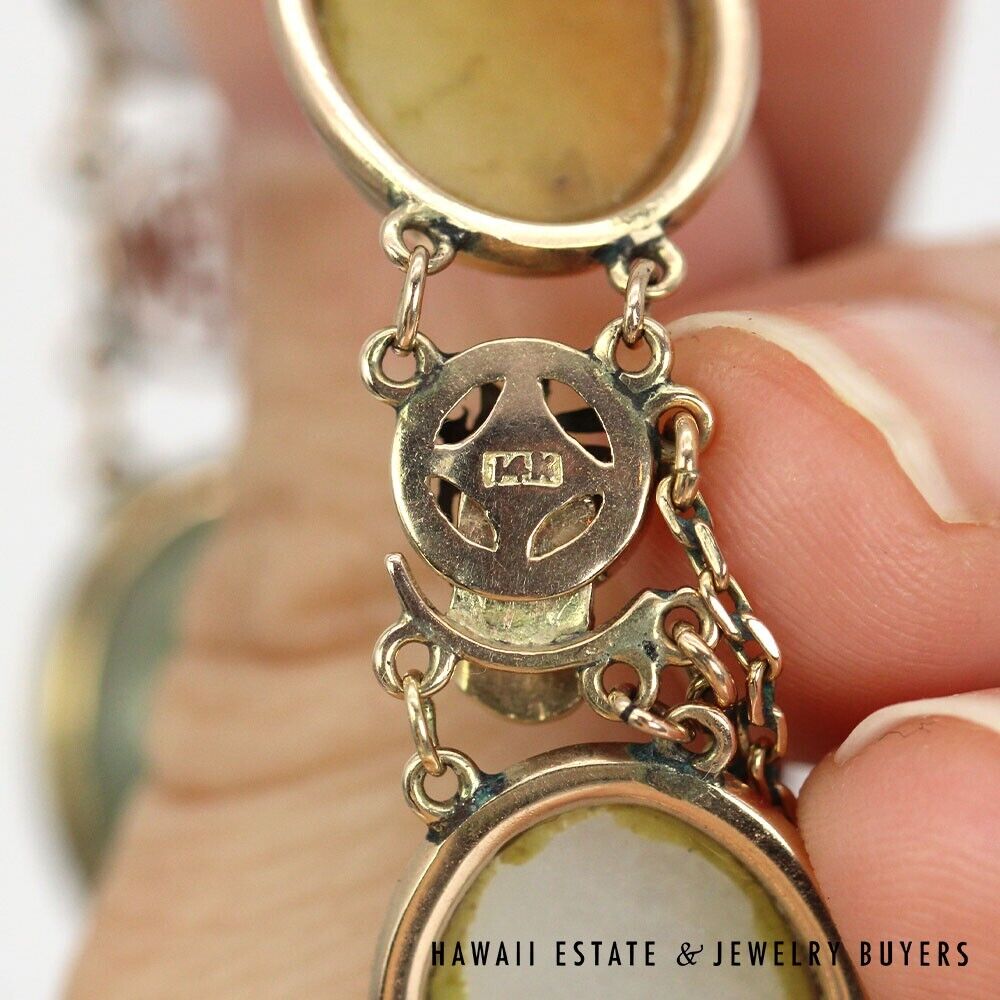 14K Yellow Gold Chinese Character and Multi Color Jade Bracelet