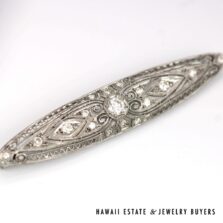 Vintage Platinum 0.50ctw Old European Cut Diamond 60mm Bar Pin