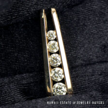 5-Stone Graduated Round Diamond 14K Yellow Gold Ladder Pendant