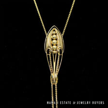 14K Yellow Gold Lariat Necklace 32in Twisted Curb Chain, 19.9g