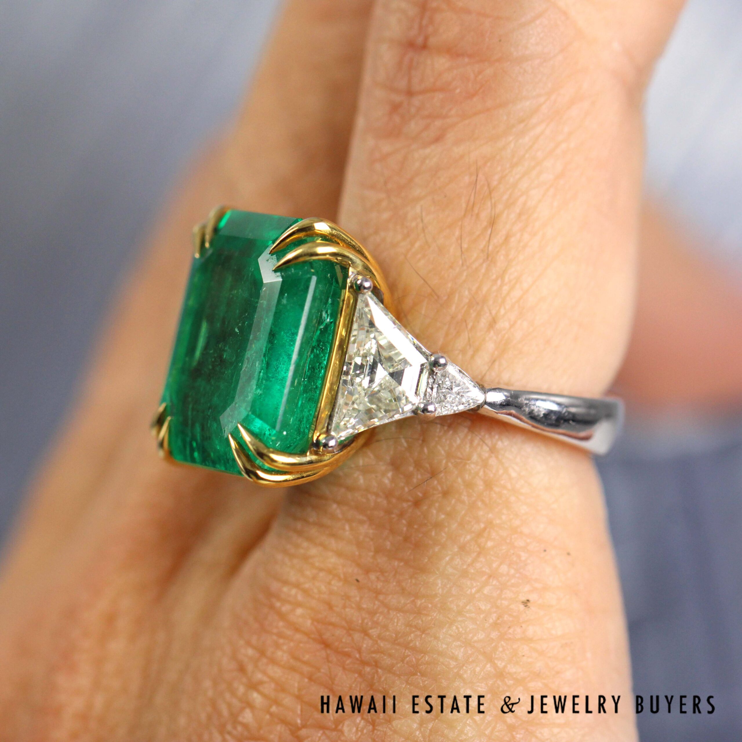 AGL 11.90ct Natural Columbian Emerald Platinum / 18K Ring Size 5.5 - Image 7