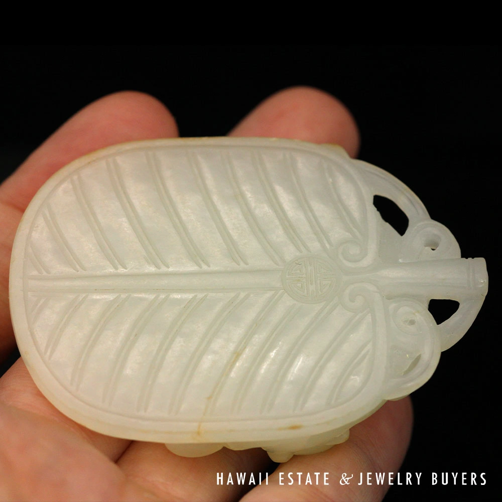 Antique Chinese Carved Mutton Fat Jade Two Cats Lily Pad Carving - Image 8