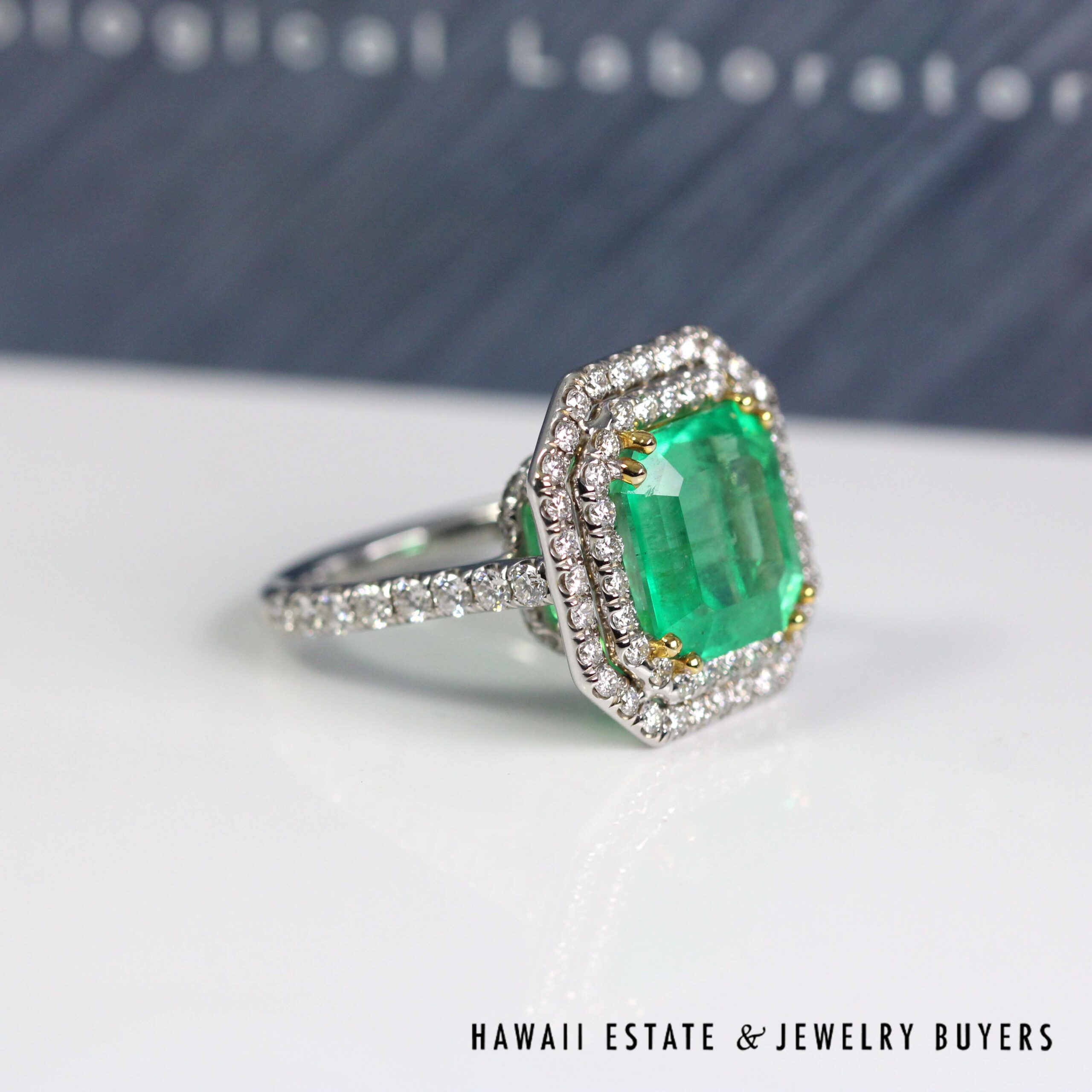 AGL 5.72ctw Natural Columbian Emerald Platinum/18K Ring Size 5.5 - Image 5