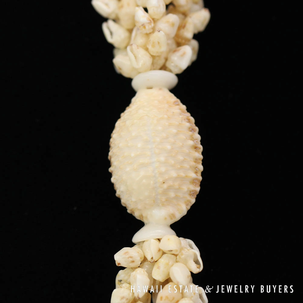 Ni'ihau Shell Lei 3-Strand Pikake Momi Lenalena Cream Necklace 36 Inch - Image 4