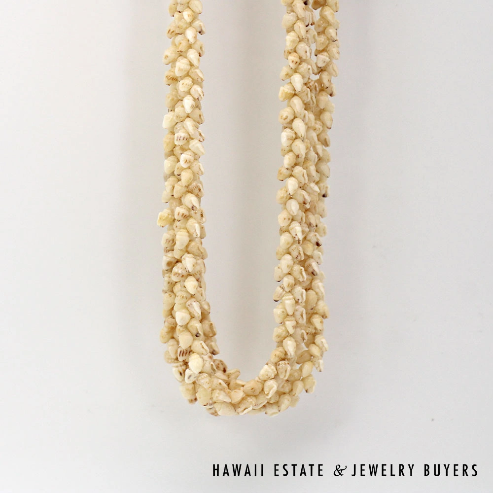 Ni'ihau Shell Lei 3-Strand Pikake Momi Lenalena Cream Necklace 36 Inch - Image 12