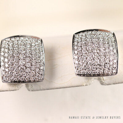 Damiani Diamond Pave Cluster 18K White Gold Earrings with Box & Papers - Image 3