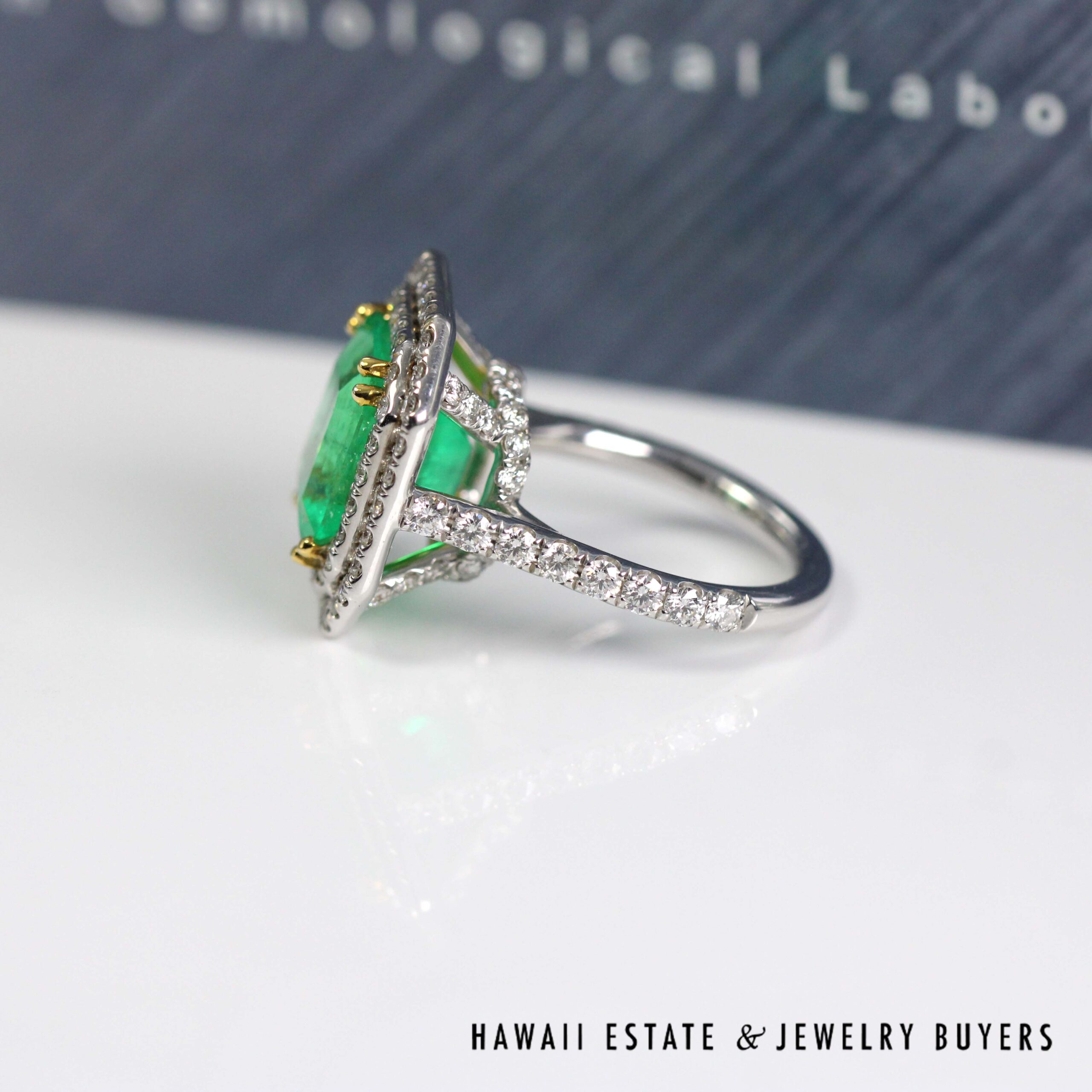 AGL 5.72ctw Natural Columbian Emerald Platinum/18K Ring Size 5.5 - Image 6