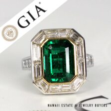 GIA 4.32Ct Emerald 2.53ctw Diamond Platinum/18K Yelow Gold Ring Size 5.5