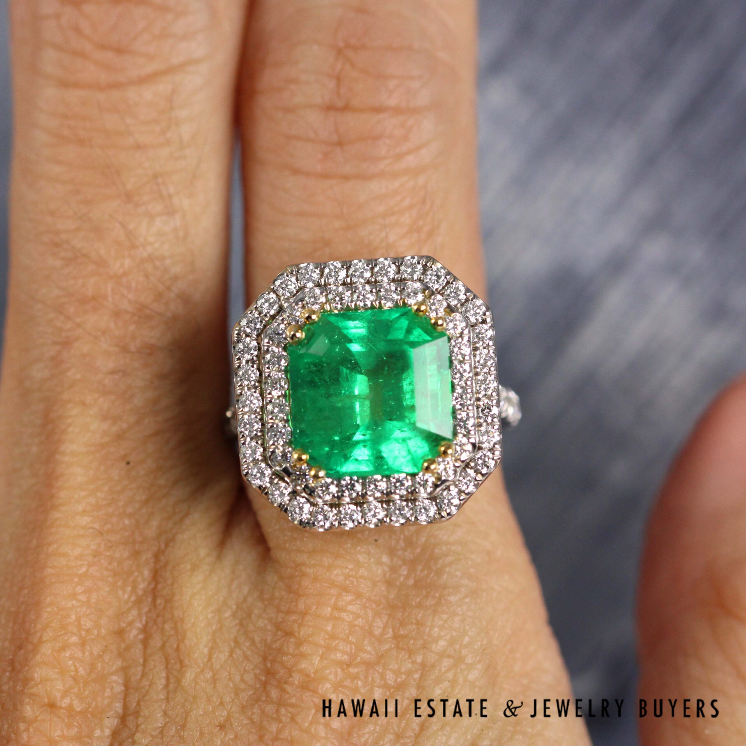 AGL 5.72ctw Natural Columbian Emerald Platinum/18K Ring Size 5.5 - Image 7