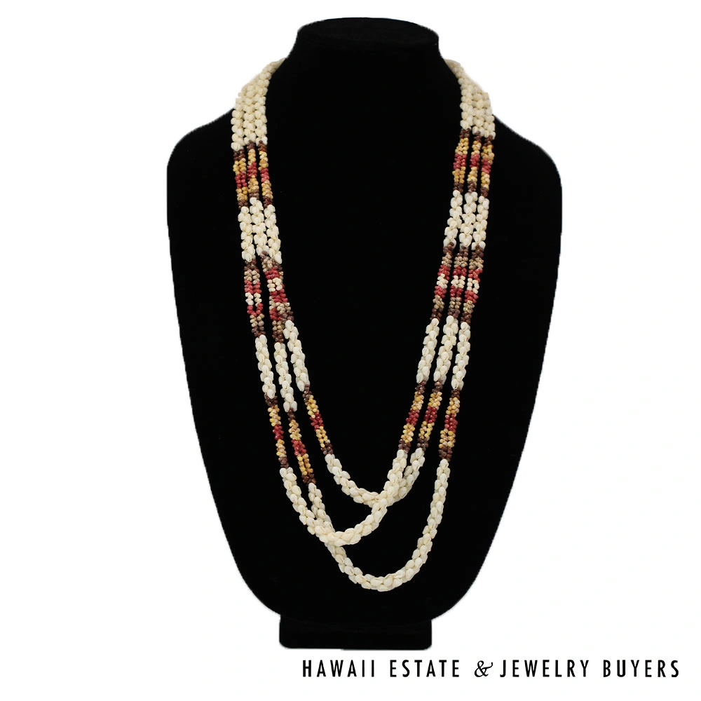 Three-Strand Multi-Color Layered Ni'ihau Shell Lei - Hawaii Estate
