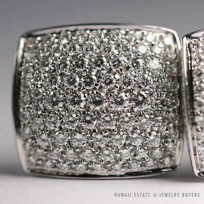Damiani Diamond Pave Cluster 18K White Gold Earrings with Box & Papers - Image 9