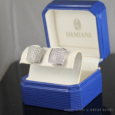 Damiani Diamond Pave Cluster 18K White Gold Earrings with Box & Papers - Image 2